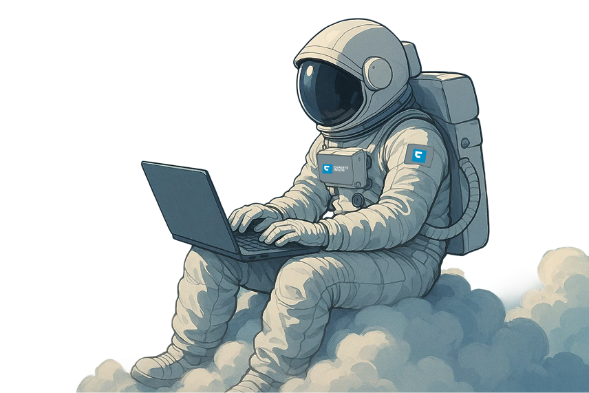 Astronaut sitting on clouds
